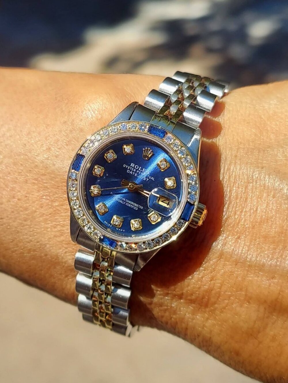 Rolex Ladies datejust 26mm  two-tone Diamond sapphire jubilee